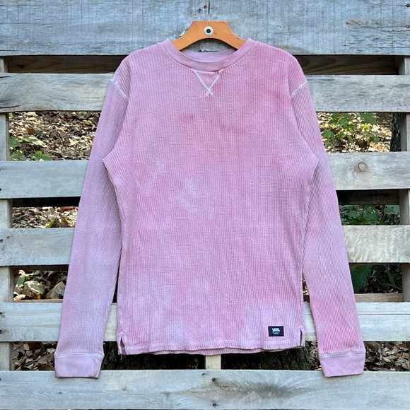 Vans Hand-Dyed Cotton Thermal Long Sleeve Top Red Size Medium - Picture 1 of 4